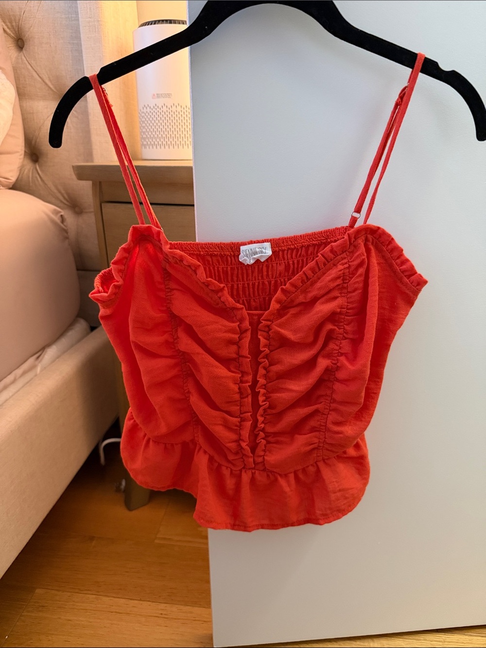 Red Ruched Spaghetti Strap Top - Unbranded